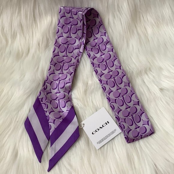 COACH Signature Print Silk Skinny Scarf Set of 3 - Picture 6 of 7